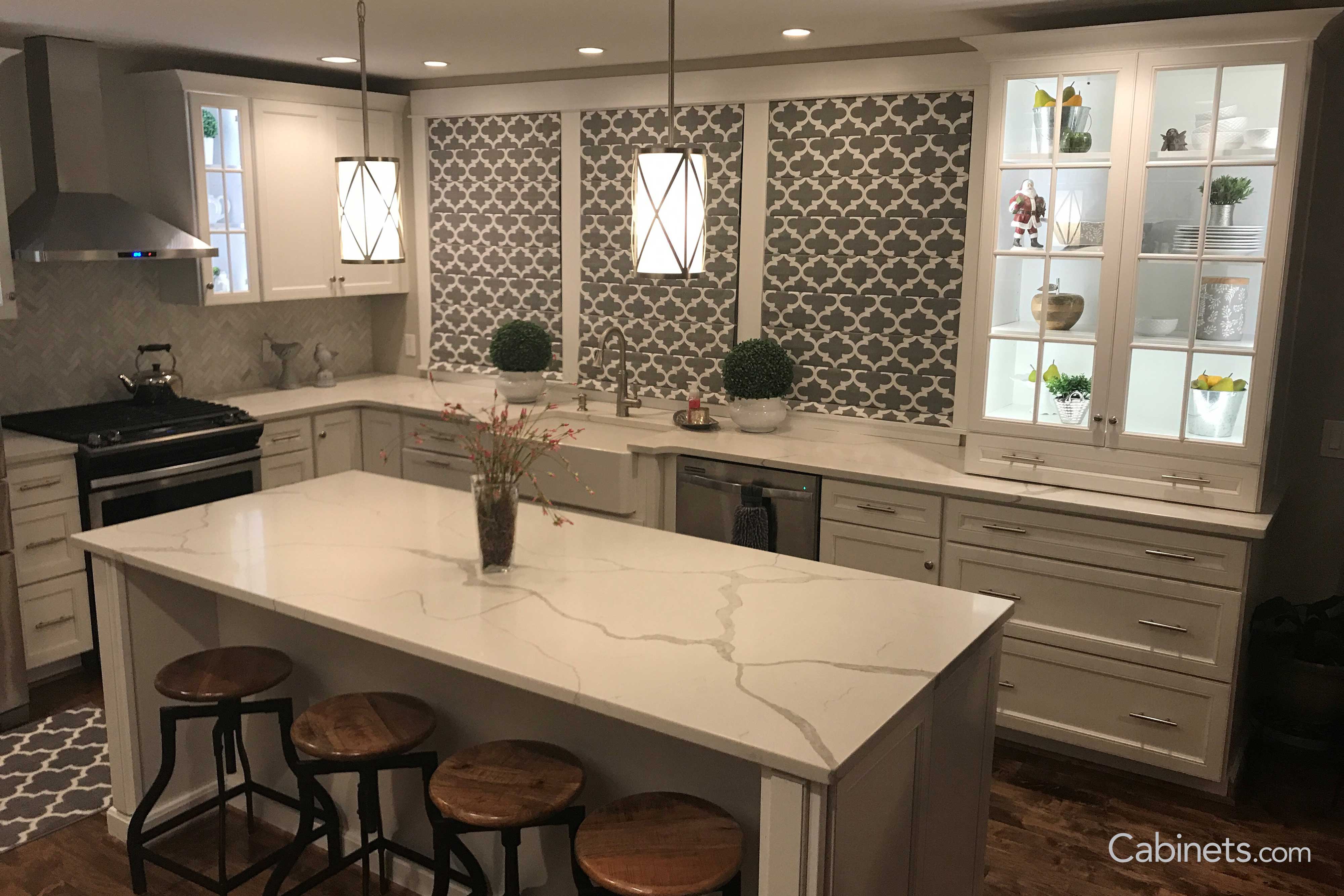 Belleair Maple Alabaster kitchen cabinets with white marble counter tops