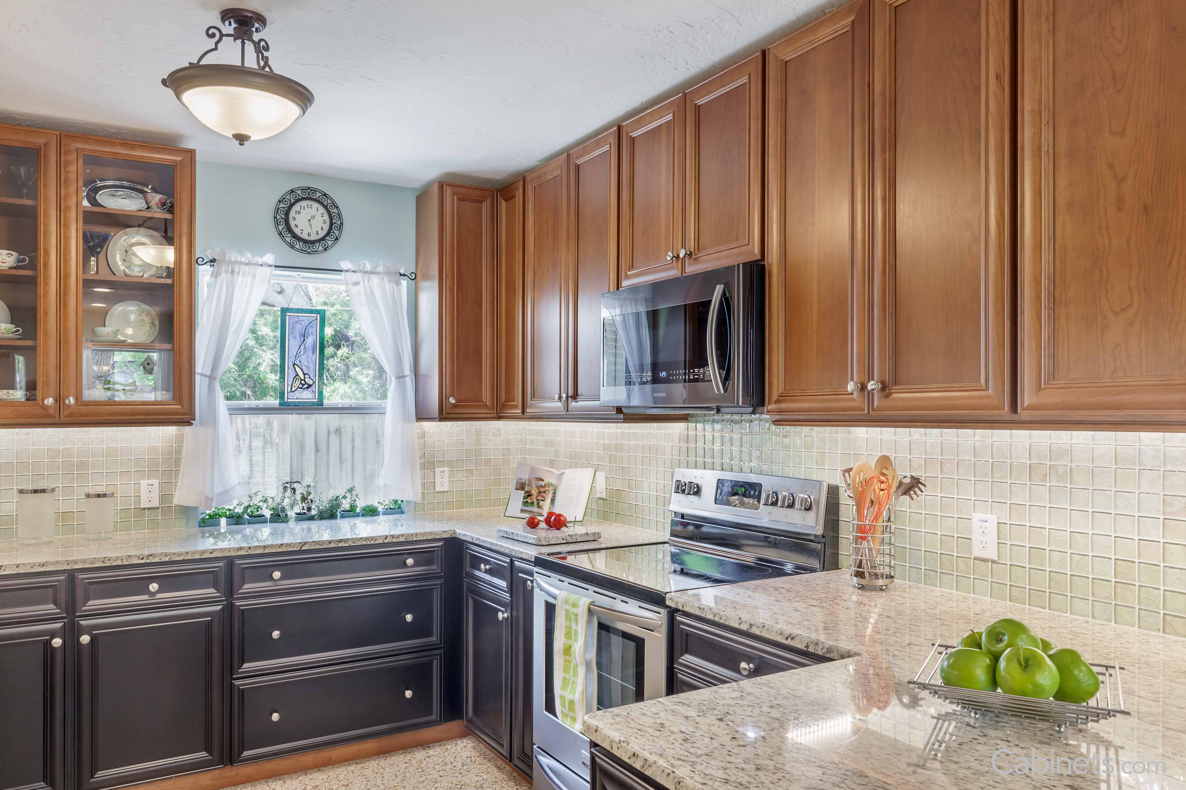 Installed Hawthorne Cherry Toffee cabinets