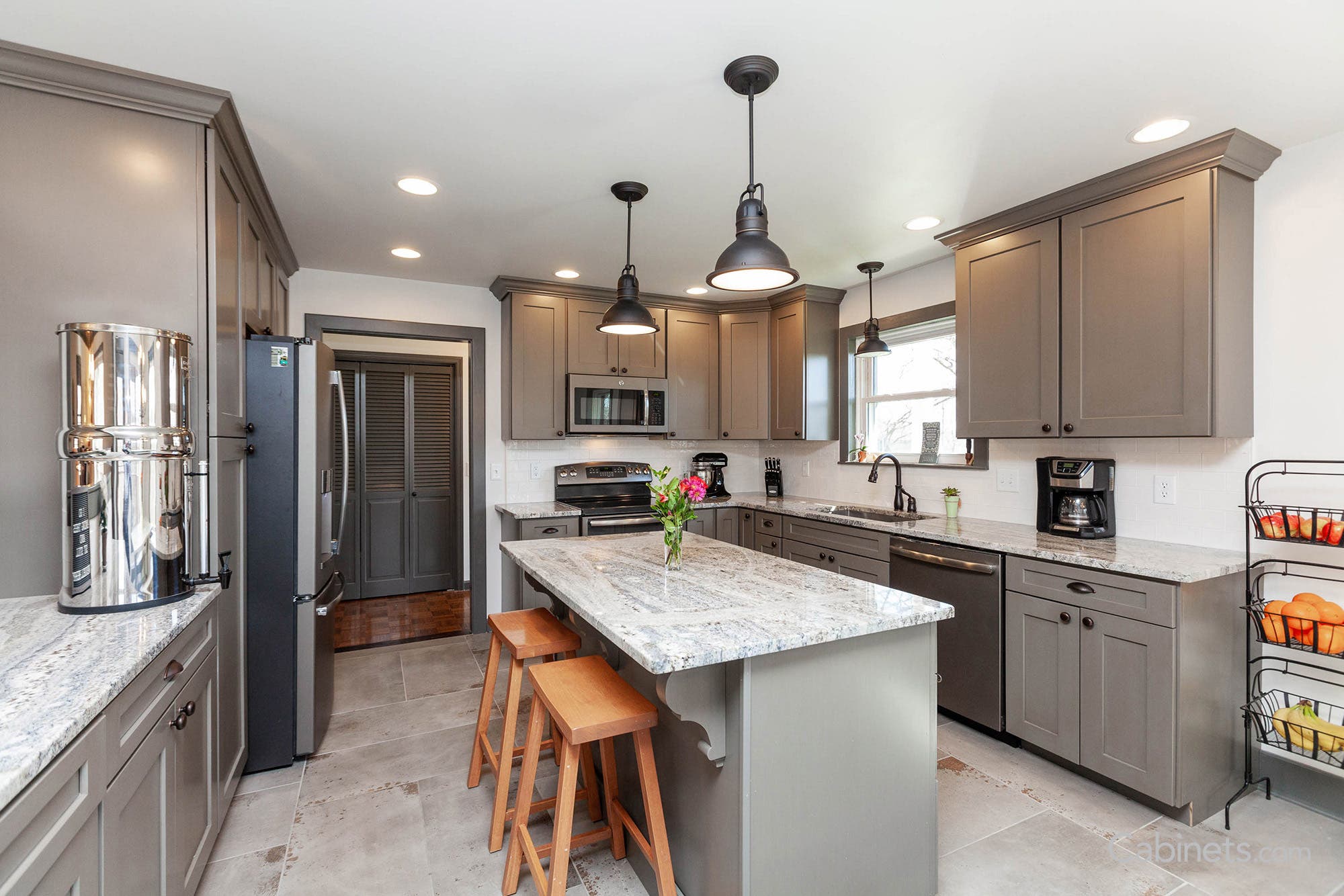 Welcoming Rustic Kitchen with Shaker II Maple Creek Stone Brushed Brown Glaze