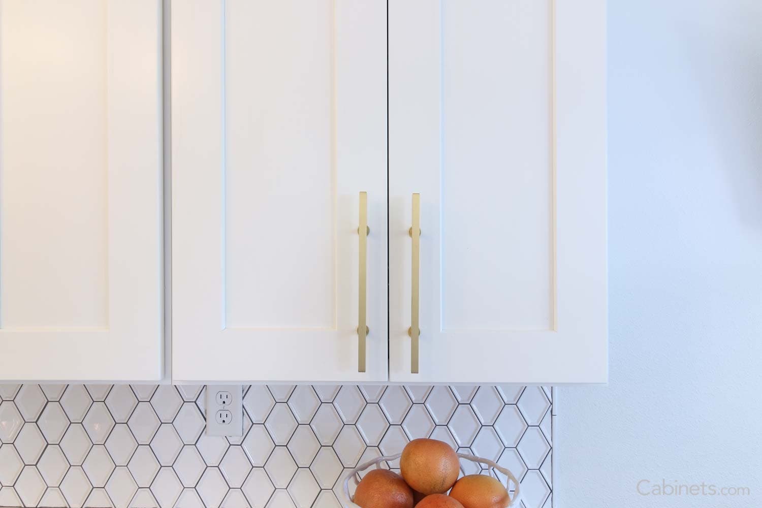 Beautiful Cabinet Handles in Shaker Maple Bright White Cabinets
