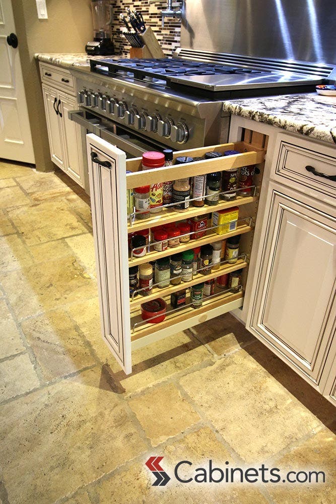 Designers help add function to your kitchen by finding areas to add accessories that add convenience to your life.