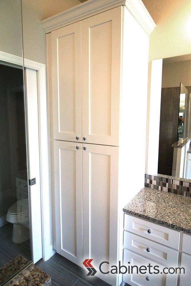 Adding a linen cabinet to your bathroom is a great way to increase your storage space!