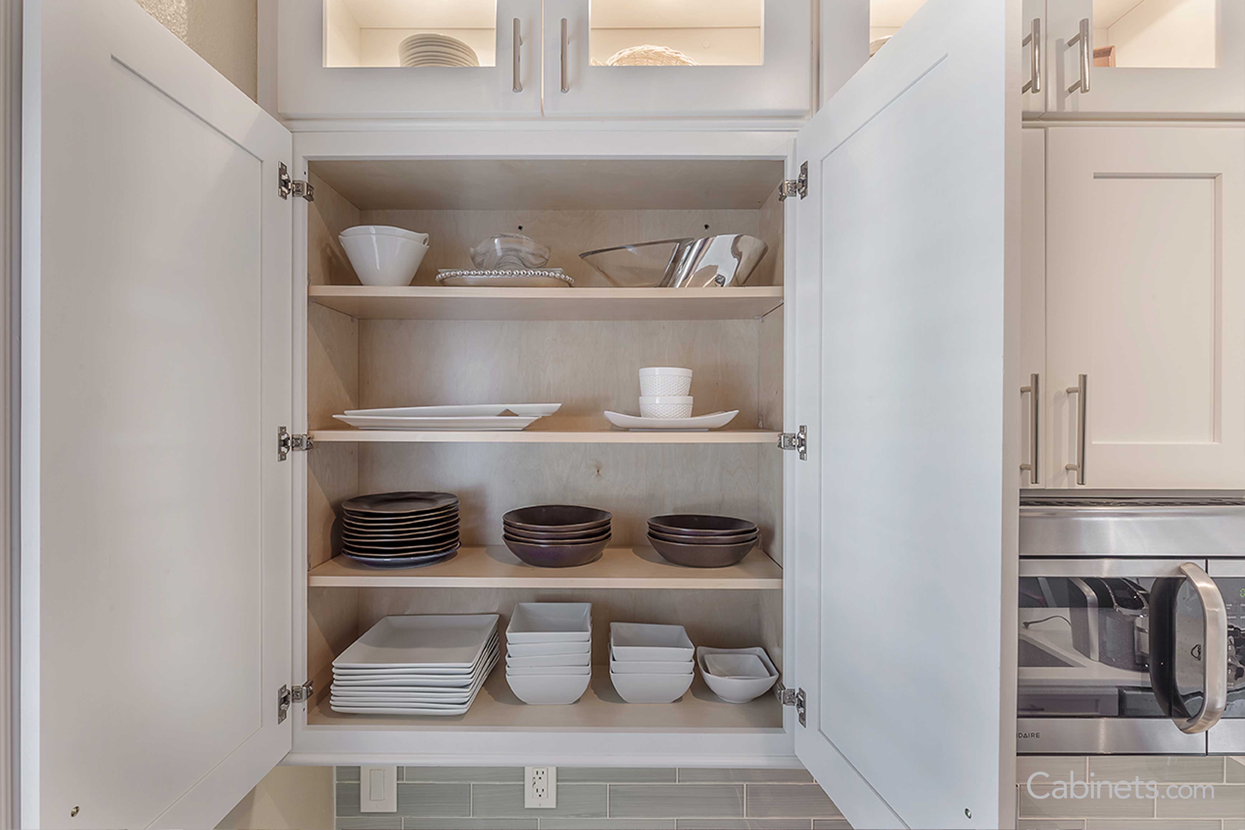 Shelves inside the cabinets