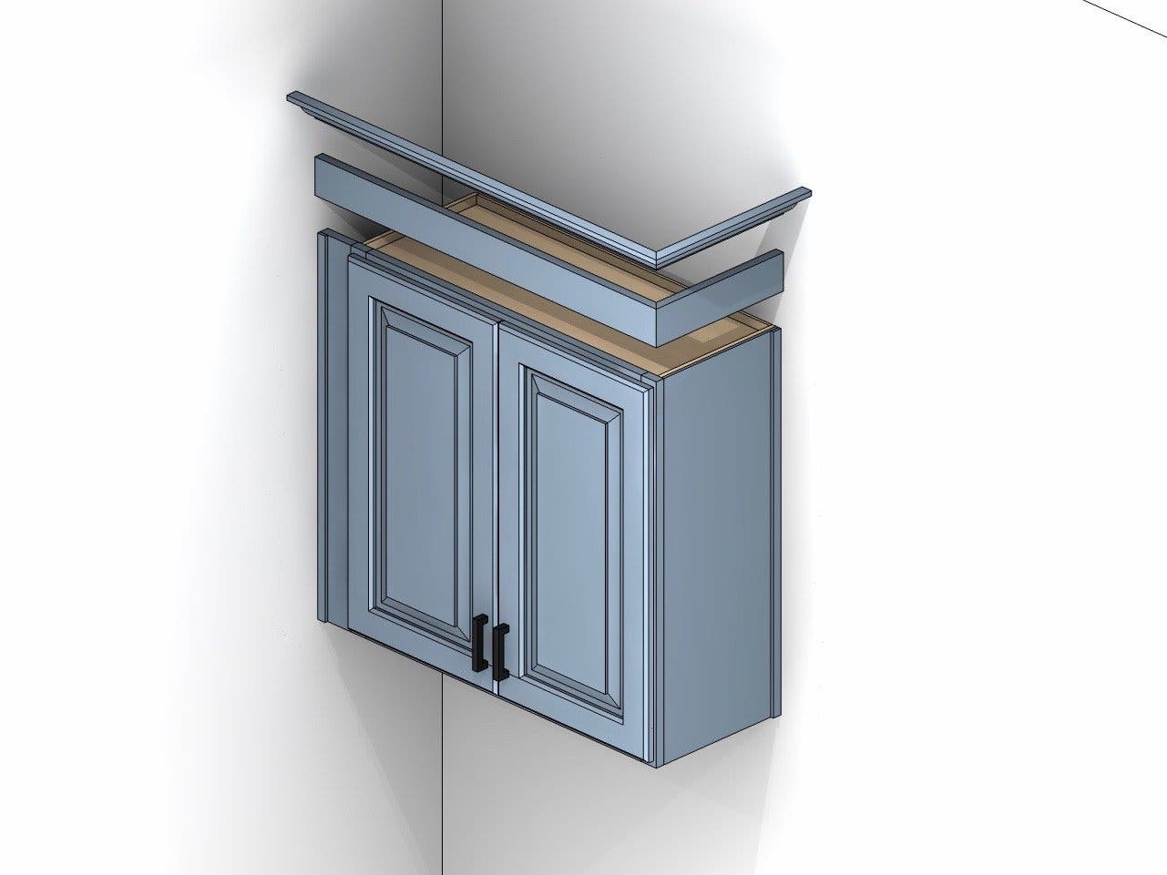 cabinet illustration showing starter/riser molding